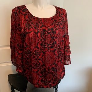 Roz & Ali 2X Tiered Sleeve Blouse